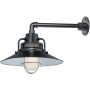 Millennium Lighting RLM 1 Light Outdoor Wall Sconce with 14" Wide Railroad Shade and 13" Gooseneck Stem Satin Black