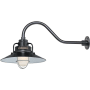 Millennium Lighting RLM 1 Light Outdoor Wall Sconce with 14" Wide Railroad Shade and 21.5" Gooseneck Stem Satin Black