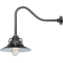 Millennium Lighting RLM 1 Light Outdoor Wall Sconce with 14" Wide Railroad Shade and 23" Gooseneck Stem Satin Black