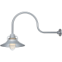 Millennium Lighting RLM 1 Light Outdoor Wall Sconce with 14" Wide Railroad Shade and 30" Gooseneck Stem Galvanized