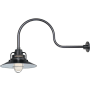 Millennium Lighting RLM 1 Light Outdoor Wall Sconce with 14" Wide Railroad Shade and 30" Gooseneck Stem Satin Black