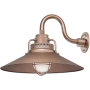Millennium Lighting RLM 1 Light Outdoor Wall Sconce with 18" Wide Railroad Shade and 10" Gooseneck Stem Copper