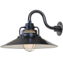 Millennium Lighting RLM 1 Light Outdoor Wall Sconce with 18" Wide Railroad Shade and 10" Gooseneck Stem Satin Black