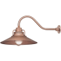 Millennium Lighting RLM 1 Light Outdoor Wall Sconce with 18" Wide Railroad Shade and 21.5" Gooseneck Stem Copper
