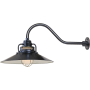 Millennium Lighting RLM 1 Light Outdoor Wall Sconce with 18" Wide Railroad Shade and 21.5" Gooseneck Stem Satin Black
