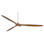MinkaAire Pierce 84" 3 Blade LED Ceiling Fan with Remote Included Brushed Nickel / Distressed Koa