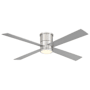 MinkaAire Falco 54" 4 Blade Indoor LED Flush Mount Ceiling Fan with Remote Control Brushed Nickel / Silver