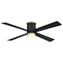 MinkaAire Falco 54" 4 Blade Indoor LED Flush Mount Ceiling Fan with Remote Control Coal / Soft Brass