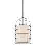 Minka Lavery Gateway Park 4 Light 14" Wide Cage Pendant with Oatmeal Linen Shade Coal