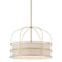 Minka Lavery Gateway Park 6 Light 26" Wide Cage Multi Light Pendant with Oatmeal Linen Shade Soft Brass