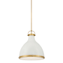 Minka Lavery Lynk 17" Wide Pendant with Etched Opal Glass Shade Off White Cream / Legacy Brass