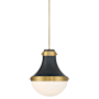 Minka Lavery Purelight 17" Wide Pendant with Etched Opal Glass Shade Dark Matte Black / Legacy Brass
