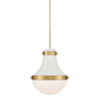 Minka Lavery Purelight 17" Wide Pendant with Etched Opal Glass Shade Off White Cream / Legacy Brass