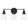 Minka Lavery Barwell 3 Light 24" Wide Vanity Light with Clear Glass Shades Coal