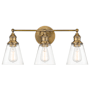 Minka Lavery Barwell 3 Light 24" Wide Vanity Light with Clear Glass Shades Oxidized Aged Brass