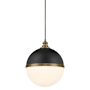 Minka Lavery Vorey 17" Wide Pendant with Etched Opal Glass Coal / Oxidized Aged Brass