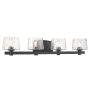 Minka Lavery Drysdale 4 Light 33" Wide Vanity Light with Hammered Glass Shades Coal
