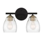 Minka Lavery Winsley 2 Light 14" Wide Vantage Bathroom Vanity Light with Seedy Glass Shades Coal / Stained Brass