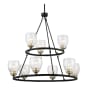 Minka Lavery Winsley 9 Light 34" Wide Vantage Two-Tier Ring Chandelier Coal / Stained Brass