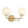 Minka Lavery Whitehall 2 Light 18" Wide Bathroom Vanity Light with Etched Glass Shades Legacy Brass