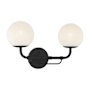 Minka Lavery Whitehall 2 Light 18" Wide Bathroom Vanity Light with Etched Glass Shades Dark Matte Black