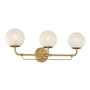 Minka Lavery Whitehall 3 Light 28" Wide Bathroom Vanity Light with Etched Glass Shades Legacy Brass