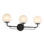 Minka Lavery Whitehall 3 Light 28" Wide Bathroom Vanity Light with Etched Glass Shades Dark Matte Black