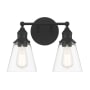 Minka Lavery Barwell 2 Light 15" Wide Vanity Light with Clear Glass Shades Coal