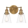 Minka Lavery Barwell 2 Light 15" Wide Vanity Light with Clear Glass Shades Oxidized Aged Brass