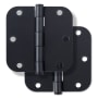 Miseno 3-1/2 x 3-1/2 Plain Bearing 5/8" Radius Corner Door Hinge - Pair Matte Black