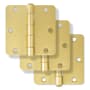 Miseno 3-1/2 x 3-1/2 Plain Bearing 1/4" Radius Corner Door Hinge - Pack of 3 Champagne Brass