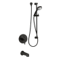 Miseno Mia Pressure Balanced Tub and Shower Trim with Hand Shower, Slide Bar, and Tub Spout Flat Black