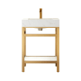 Miseno Funes 24" Free Standing Single Basin Vanity Set with Cabinet and Stone Vanity Top Brushed Gold / White