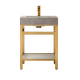 Miseno Funes 24" Free Standing Single Basin Vanity Set with Cabinet and Stone Vanity Top Brushed Gold / Gray