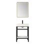 Miseno Funes 24" Free Standing Single Basin Vanity Set with Cabinet and Stone Vanity Top Matte Black / White