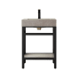 Miseno Funes 24" Free Standing Single Basin Vanity Set with Cabinet and Stone Vanity Top Matte Black / Gray