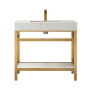 Miseno Funes 36" Free Standing Single Basin Vanity Set with Cabinet and Stone Vanity Top Brushed Gold / White