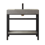 Miseno Funes 36" Free Standing Single Basin Vanity Set with Cabinet and Stone Vanity Top Matte Black / Gray