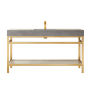 Miseno Funes 60" Free Standing Single Basin Vanity Set with Cabinet and Stone Vanity Top Brushed Gold / Gray