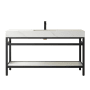 Miseno Funes 60" Free Standing Single Basin Vanity Set with Cabinet and Stone Vanity Top Matte Black / White
