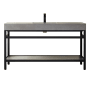 Miseno Funes 60" Free Standing Single Basin Vanity Set with Cabinet and Stone Vanity Top Matte Black / Gray