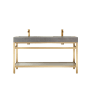 Miseno Funes 60" Free Standing Double Basin Vanity Set with Cabinet and Stone Vanity Top Brushed Gold / Gray