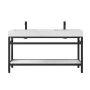 Miseno Funes 60" Free Standing Double Basin Vanity Set with Cabinet and Stone Vanity Top Matte Black / White