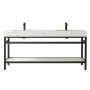 Miseno Funes 72" Free Standing Double Basin Vanity Set with Cabinet and Stone Vanity Top Matte Black / White