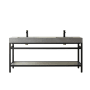 Miseno Funes 72" Free Standing Double Basin Vanity Set with Cabinet and Stone Vanity Top Matte Black / Gray