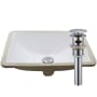 Miseno 18" Rectangular Porcelain Undermount Bathroom Sink with Overflow and Pop-Up Drain Assembly Polished White / Chrome Drain