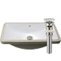Miseno 23" Rectangular Porcelain Undermount Bathroom Sink with Overflow and Pop-Up Drain Assembly Polished White / Brushed Nickel Drain
