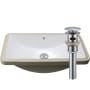 Miseno 23" Rectangular Porcelain Undermount Bathroom Sink with Overflow and Pop-Up Drain Assembly Polished White / Chrome Drain