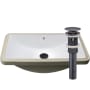 Miseno 23" Rectangular Porcelain Undermount Bathroom Sink with Overflow and Pop-Up Drain Assembly Polished White / Oil Rubbed Bronze Drain