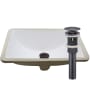 Miseno 20" Rectangular Porcelain Undermount Bathroom Sink with Overflow and Pop-Up Drain Assembly Polished White / Oil Rubbed Bronze Drain